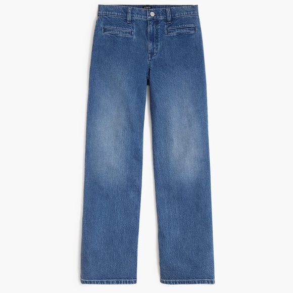 New JCREW Size 35 Wide-Leg Crop Jean Welt Pockets All-Day Stretch $118 CB374 - Picture 1 of 6